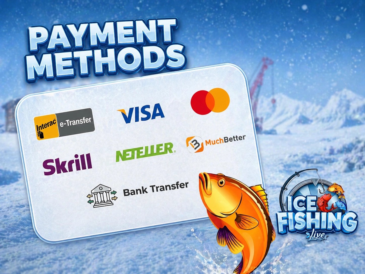 Payment methods available for Ice Fishing game players